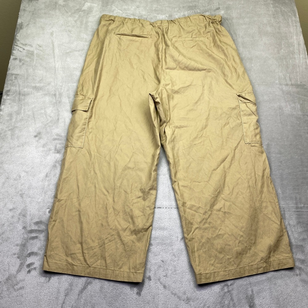 Banana Republic XXL Wide Leg High Rise Cargo Pants Tan Khaki Ankle Drawstring - Picture 8 of 10